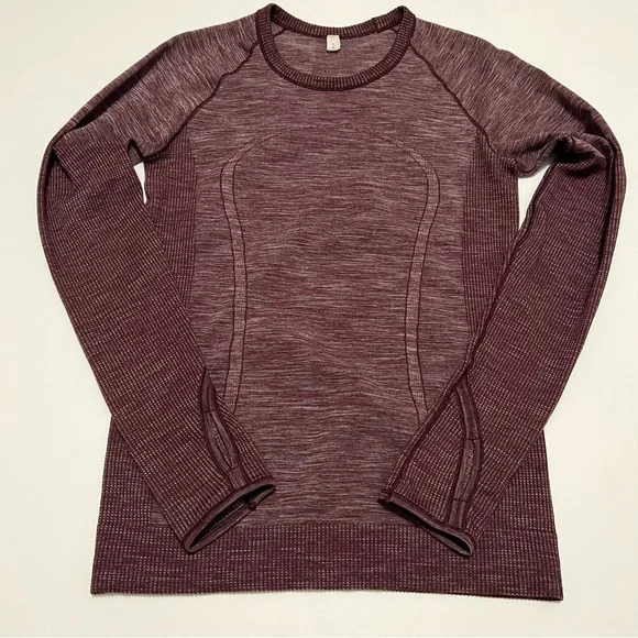 Lululemon Swiftly Wool Pullover Long Sleeve Shirt Dark Adobe/White Size 8 - Picture 5 of 14